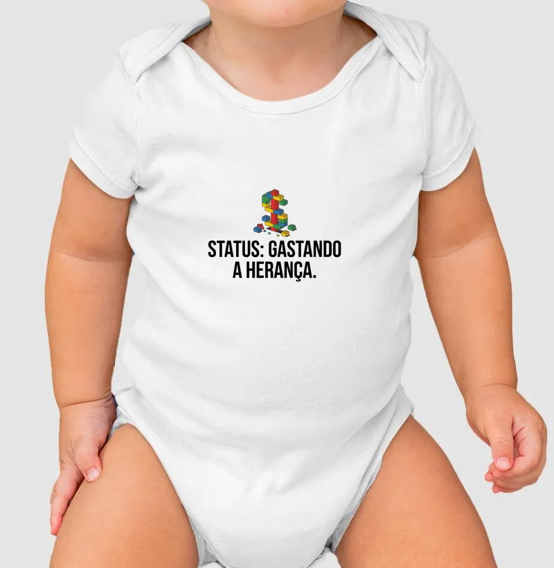 Body Bebê “Status: Gastando a Herança” – 100% Algodão Confortável