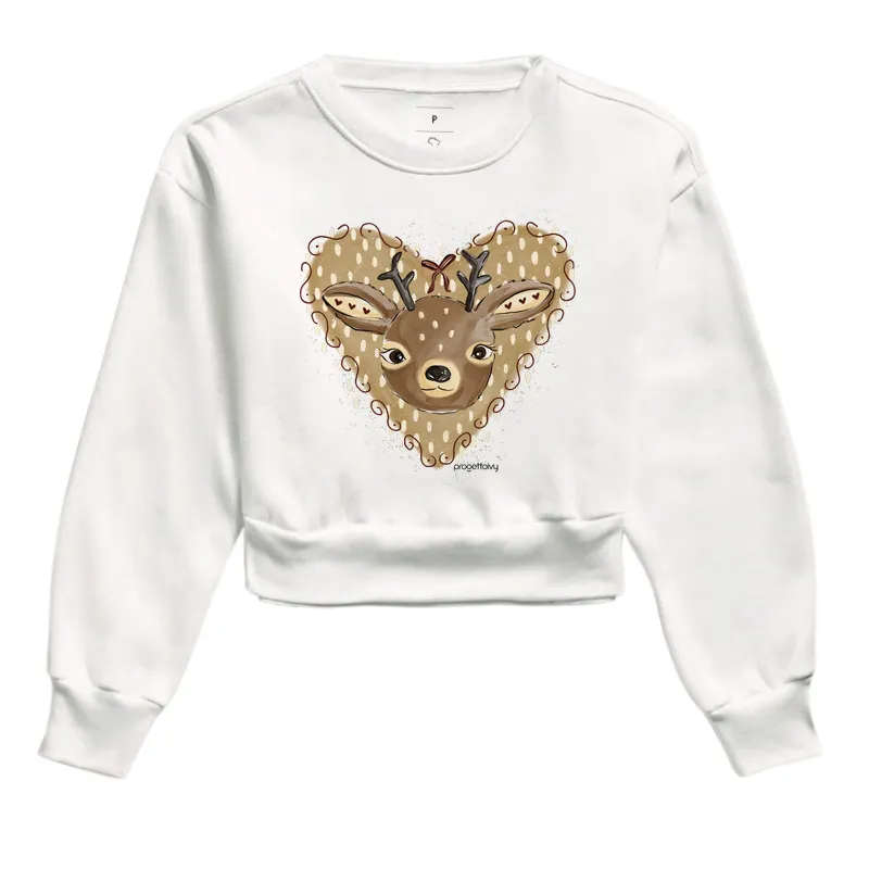 Moletom cropped Pele de cervo