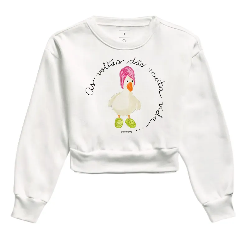 Moletom cropped As voltas dão muita vida