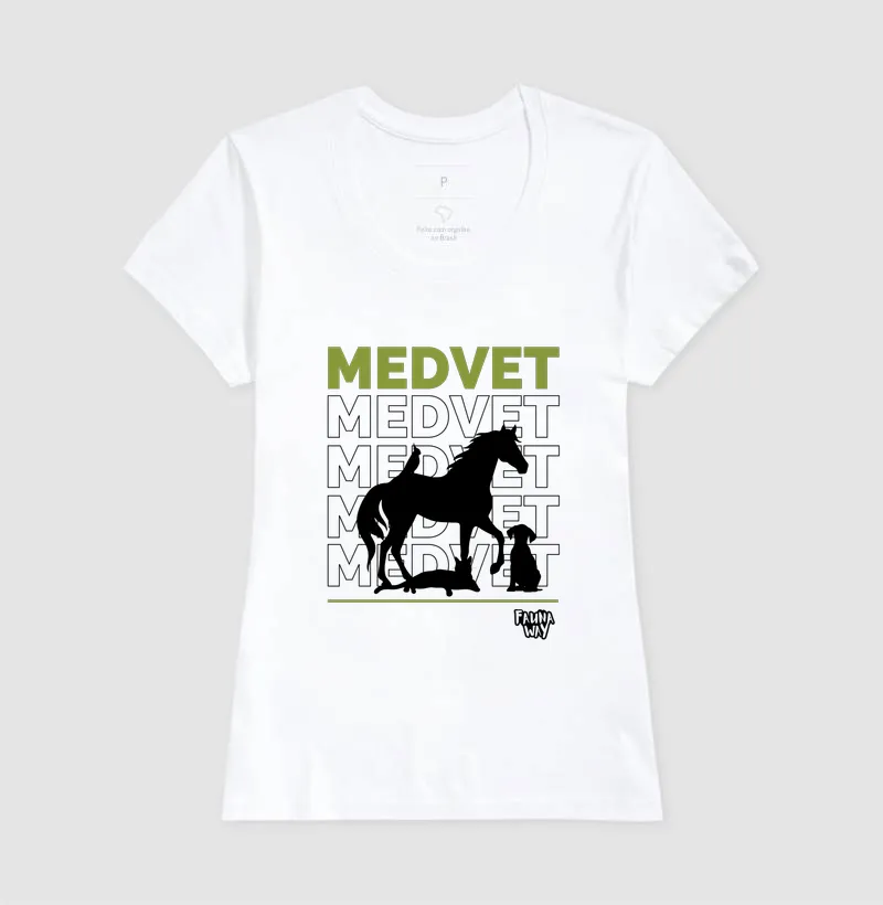 Camiseta Med Vet Silhueta Medicina Veterinária Animais Algodão - Fauna Way - Imagem 5