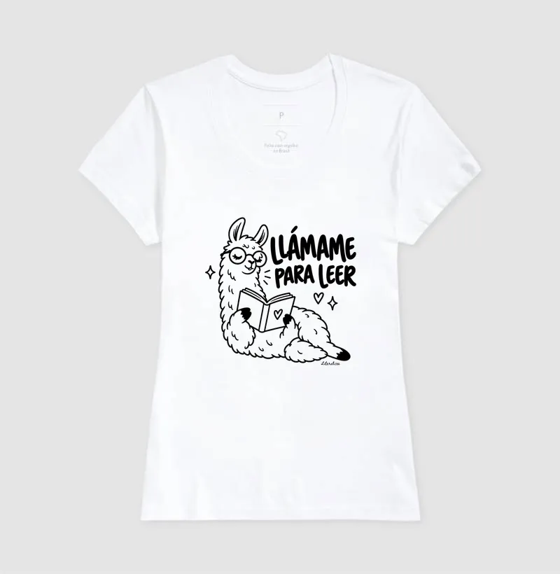 Camiseta Llámame para Leer — Lhama Leitora - Imagem 5