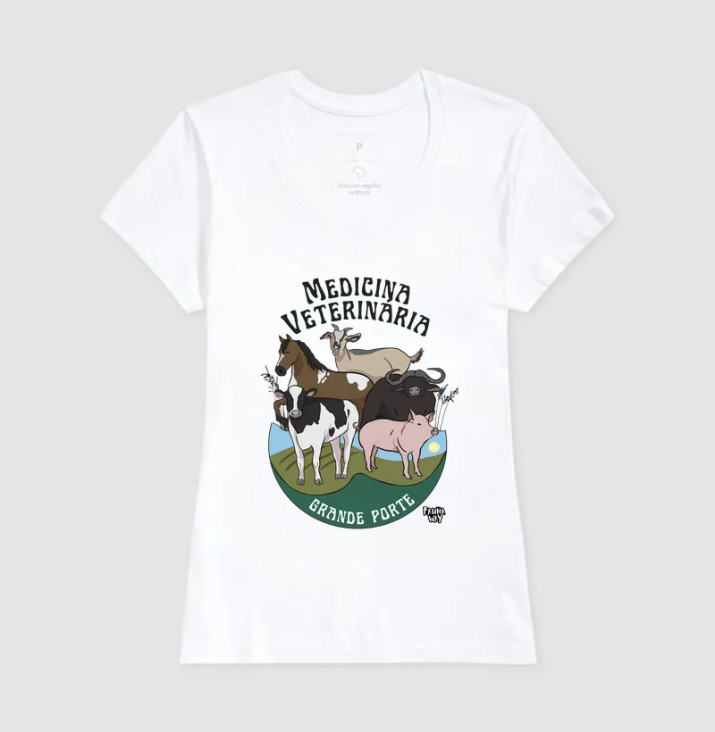 Camiseta Medicina Veterinária Grande Porte Animais do Campo Algodão - Fauna Way - Imagem 5
