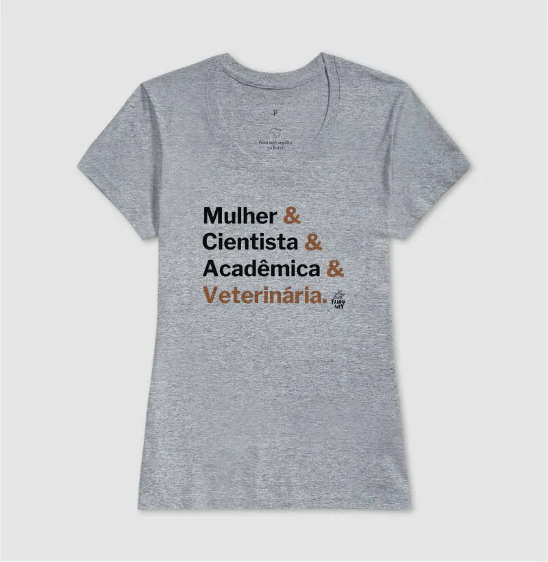 Camiseta Mulher Cientista Acadêmica Veterinária Profissão Algodão - Fauna Way - Imagem 9