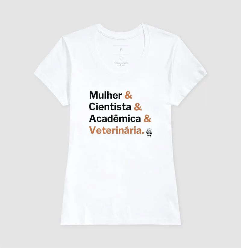 Camiseta Mulher Cientista Acadêmica Veterinária Profissão Algodão - Fauna Way - Imagem 5