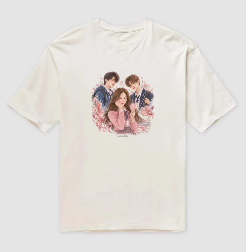 Camiseta Oversized Beleza | Romance Escolar em Aquarela - Imagem 4