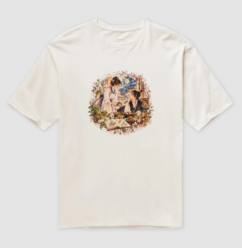 Camiseta Oversized - Sabores do Destino em Aquarela