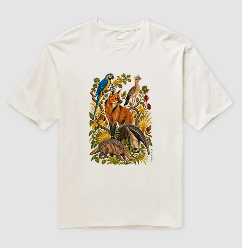 Camiseta Fauna de Minas | Animais do Cerrado | Natureza das Gerais - Oversized