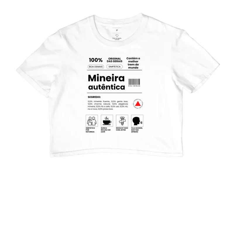 Camiseta Orgulho Mineiro | Rótulo 100% Mineira - Cropped - Imagem 5