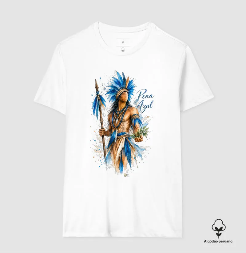 Caboclo Pena Azul Maria Patuá - Camiseta Algodão Peruano
