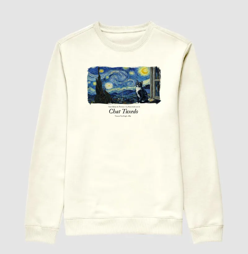 La Nuit étoilée avec le Chat Tuxedo - Vincent van Gogh