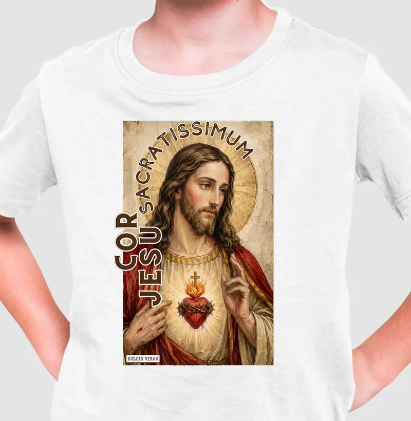 "Cor Jesu Sacratissimum" Sagrado Coração de Jesus - Camiseta Infantil