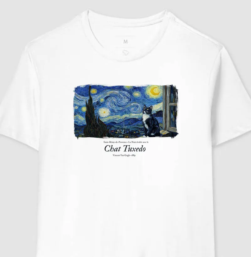 La Nuit étoilée avec le Chat Tuxedo - Vincent van Gogh