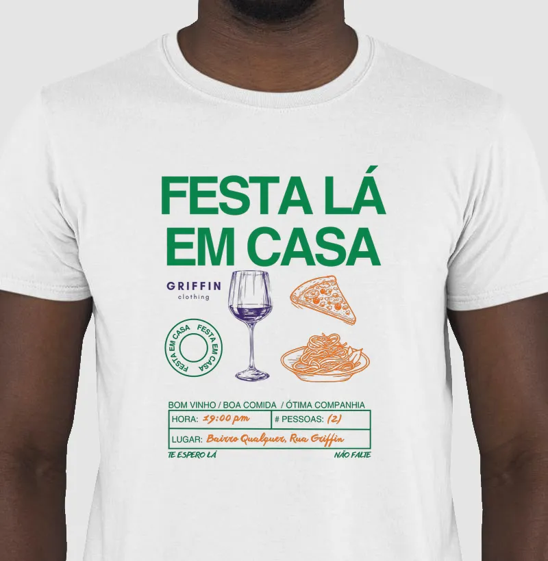 CAMISETA FESTA LÁ EM CASA