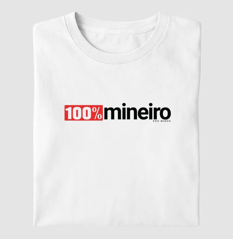 Camiseta 100% Mineiro | Minimalista Moderna | Orgulho das Gerais