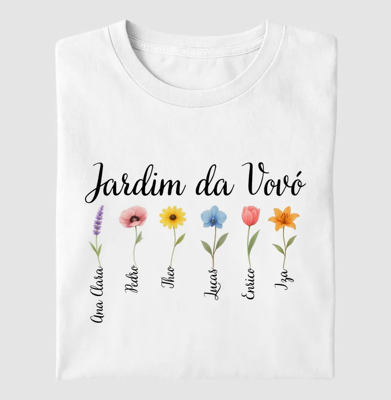 Camiseta Jardim da Vovó Personalizada | Presente Família | Para personalizar 👉ANTES DA COMPRA👈 chame no WhatsApp