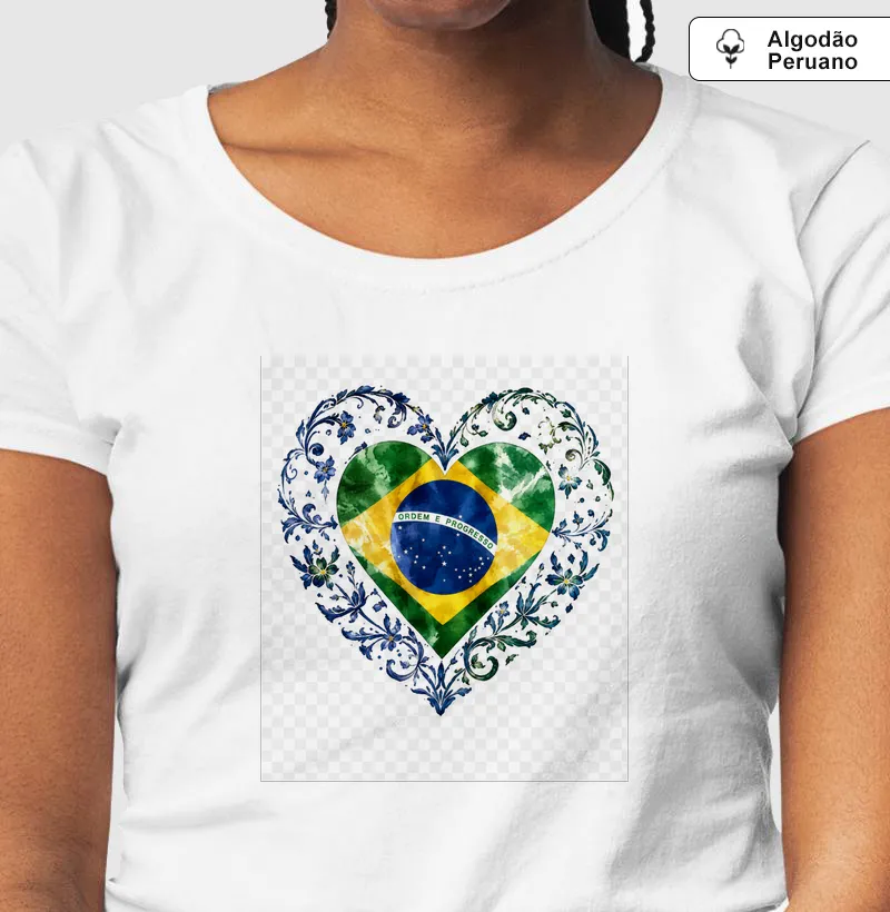 Camiseta Brasil Coração Azul — Edição Copa