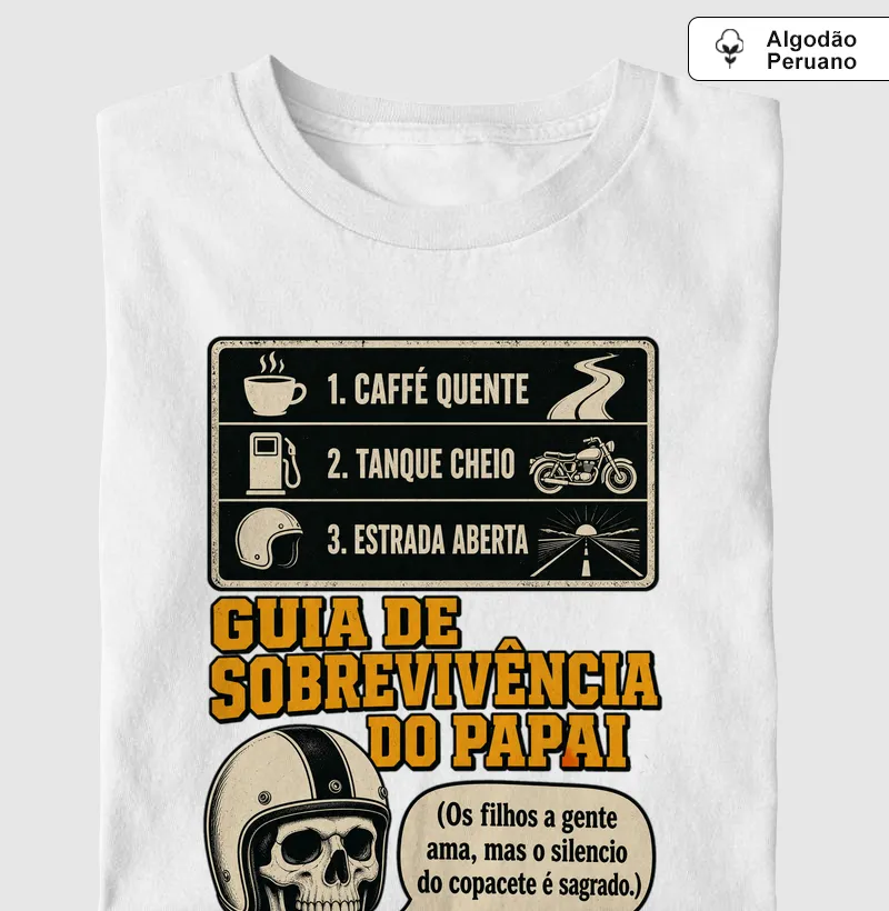 Supreme Guia de Sobrevivência do Papai (tecido algodão peruano)