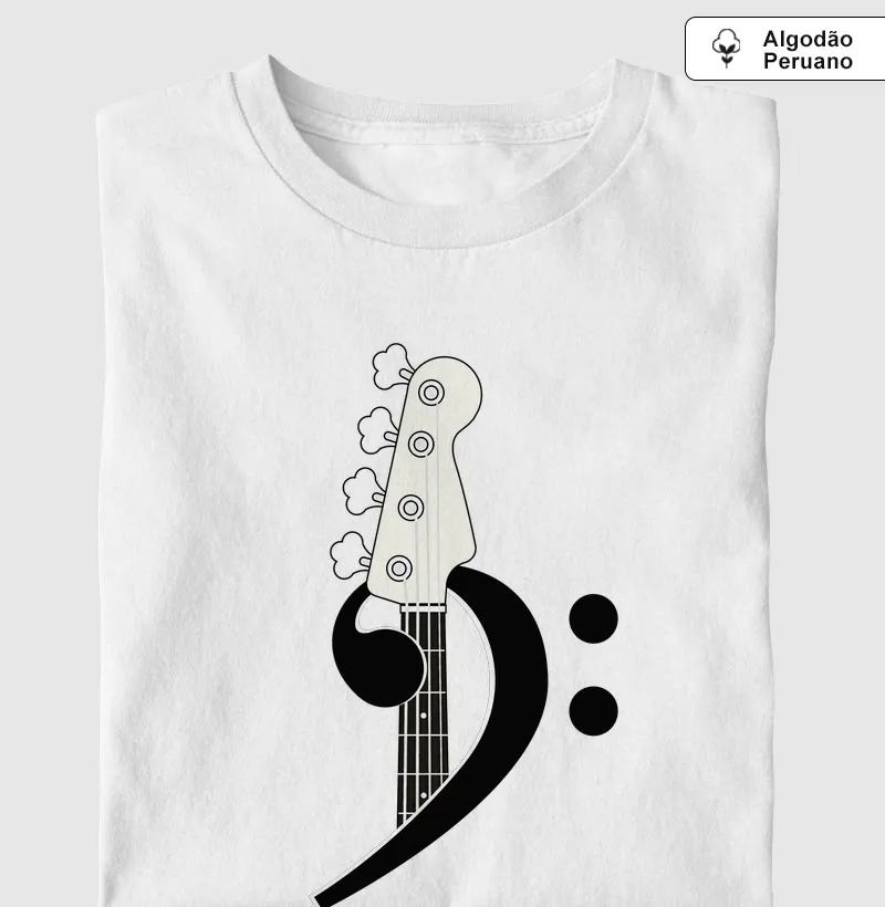 Baixo em Clave de Fá - Camiseta Algodão Peruano