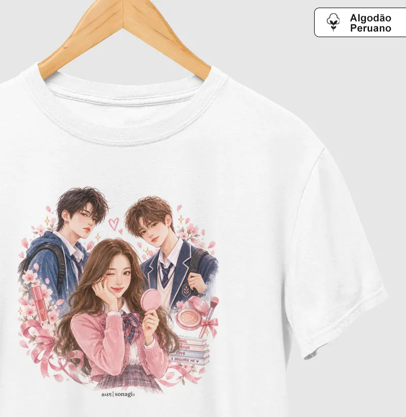 Camiseta Premium Beleza | Romance Escolar em Aquarela