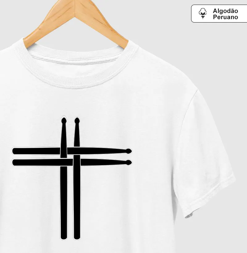 Baquetas em crucifixo - Camiseta Algodão Peruano