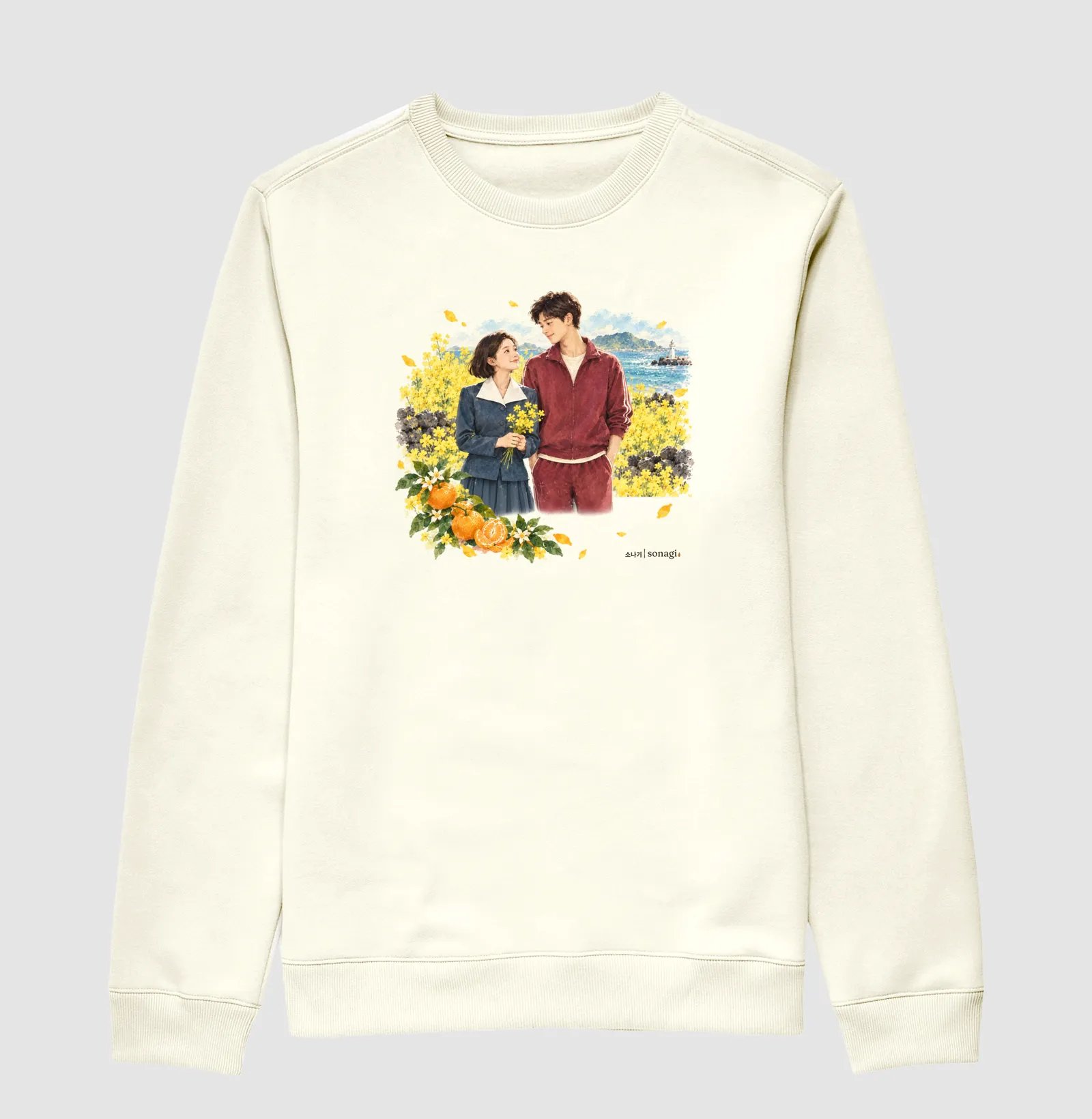 Moletom Entre Tangerinas e Primaveras | Camiseta Dorama em Aquarela - Imagem 2