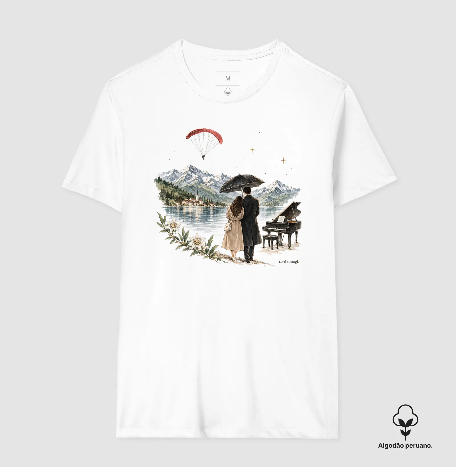 Camiseta Premium - Dorama - Piano, Suiça, parapente - Imagem 6
