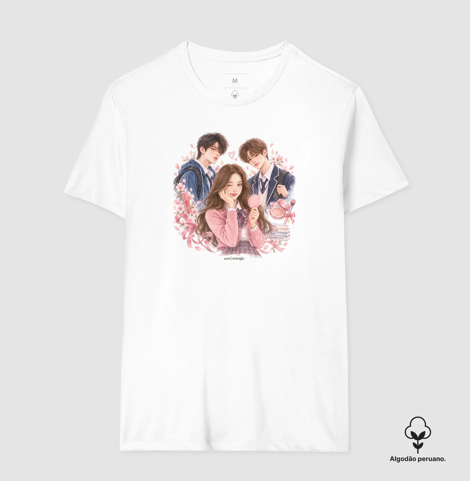 Camiseta Premium Beleza | Romance Escolar em Aquarela - Imagem 4