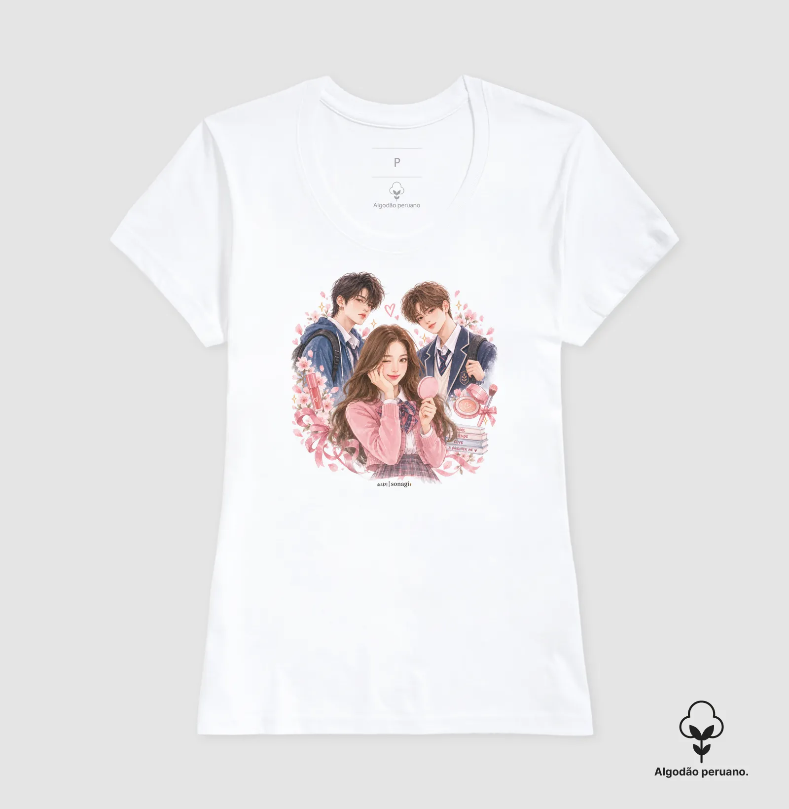 Camiseta Premium Beleza | Romance Escolar em Aquarela - Imagem 6