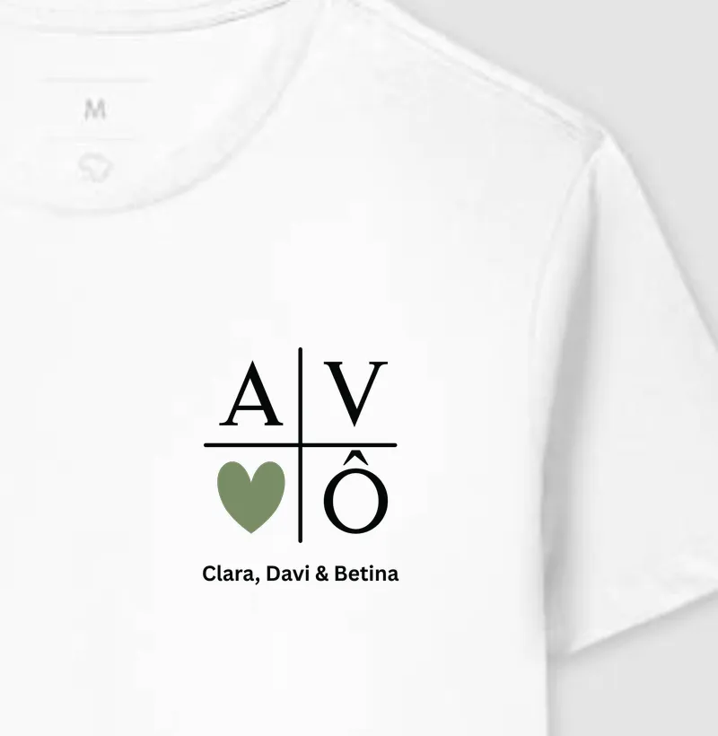 Camiseta Avô Coração | Para personalizar 👉ANTES DA COMPRA👈 chame no WhatsApp