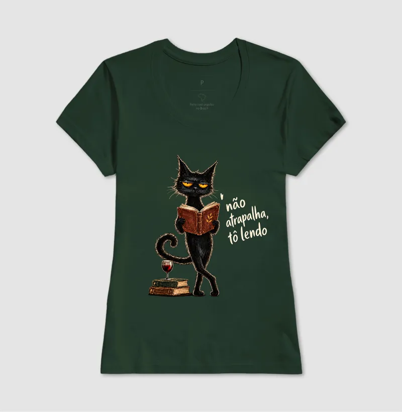 Camiseta Não Atrapalha, Tô Lendo — Gato Leitor - Imagem 13