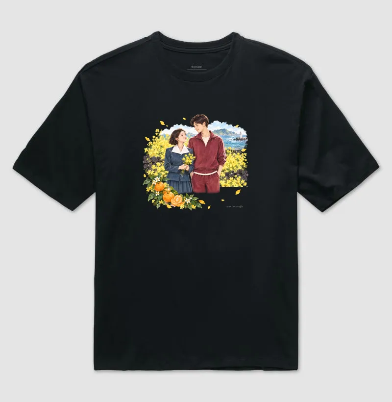 Camiseta Oversized Entre Tangerinas e Primaveras | Camiseta Dorama em Aquarela - Imagem 2