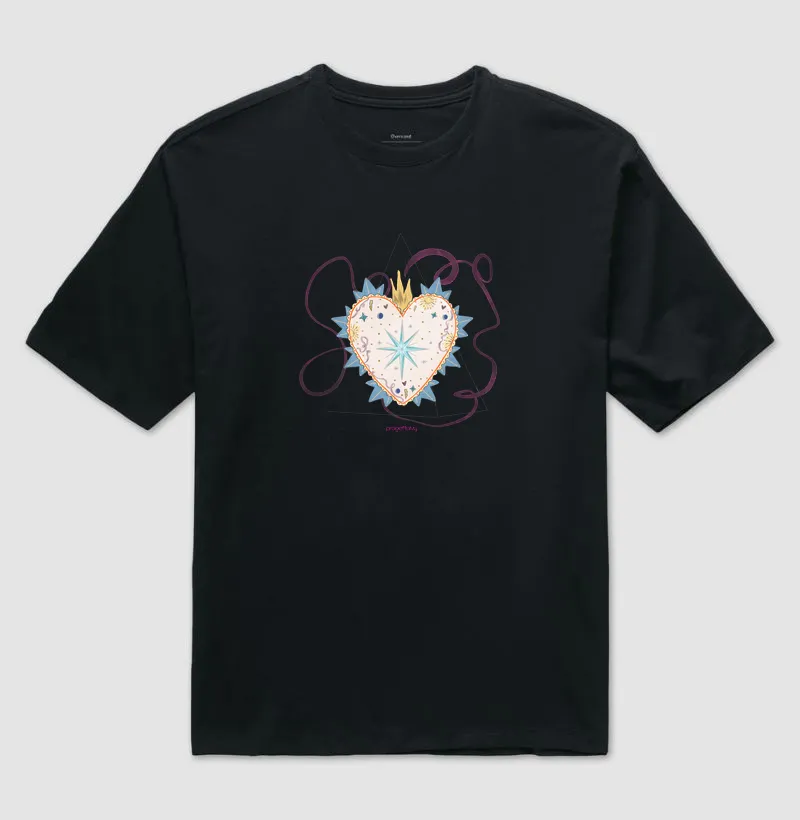 T shirt oversized Coração flamejante - Imagem 2