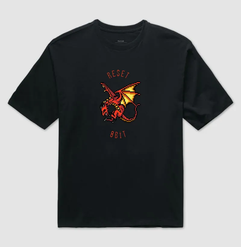 Camiseta Oversized Dragão Vermelho Reset8Bit