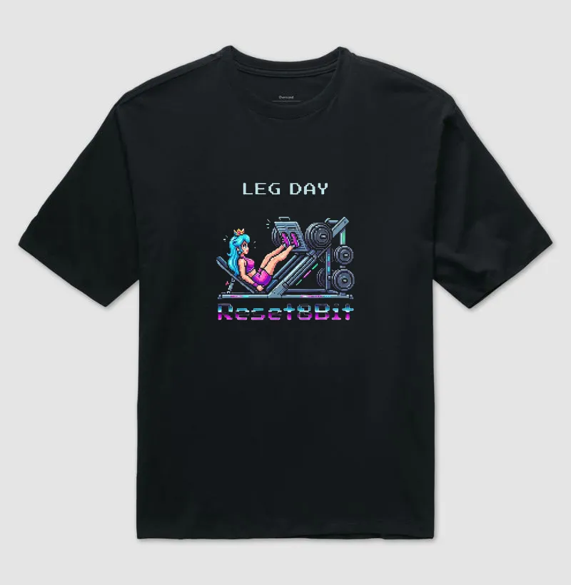 Camiseta Oversized Leg Day Reset8Bit