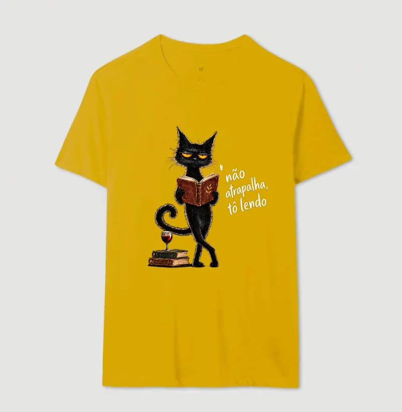 Camiseta Não Atrapalha, Tô Lendo — Gato Leitor - Imagem 14