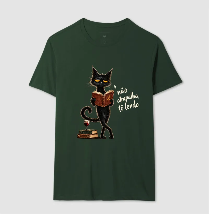 Camiseta Não Atrapalha, Tô Lendo — Gato Leitor - Imagem 12