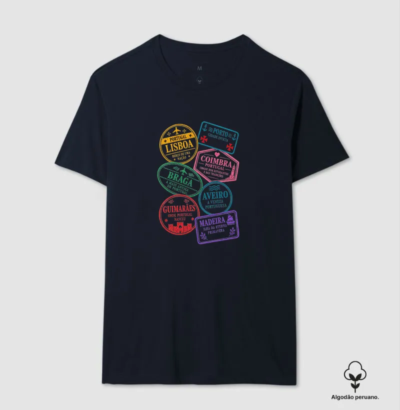 Carimbos de Portugal - Camiseta Algodão Peruano