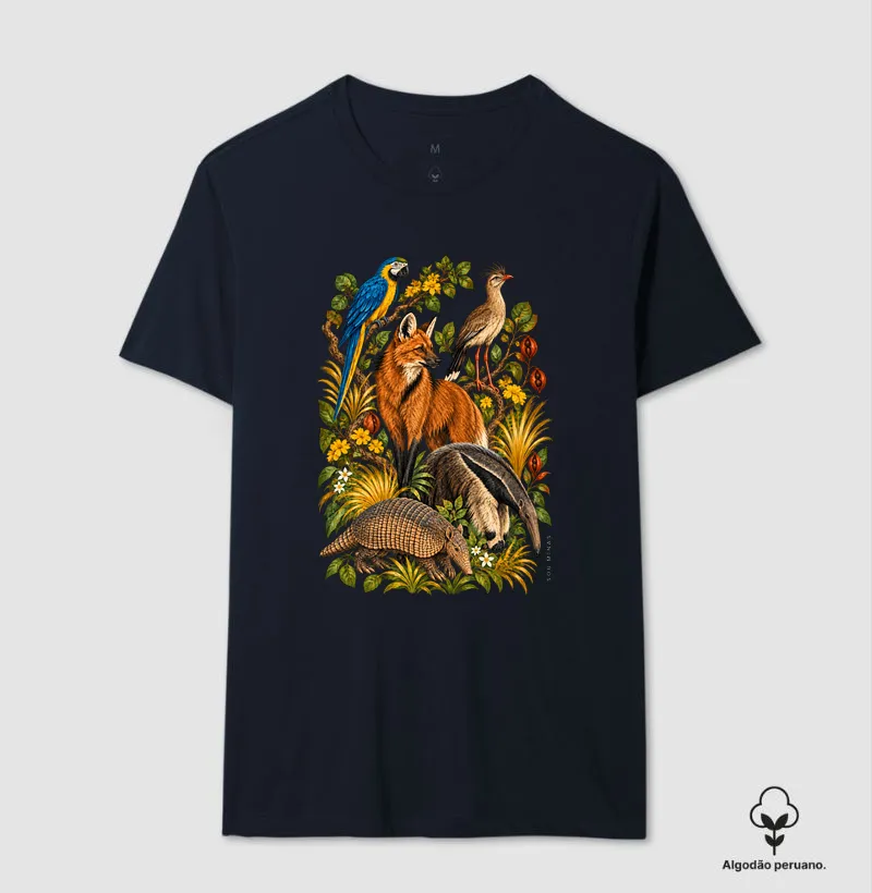 Camiseta Fauna de Minas | Animais do Cerrado | Natureza das Gerais - Algodão Peruano - Camiseta Algodão Peruano