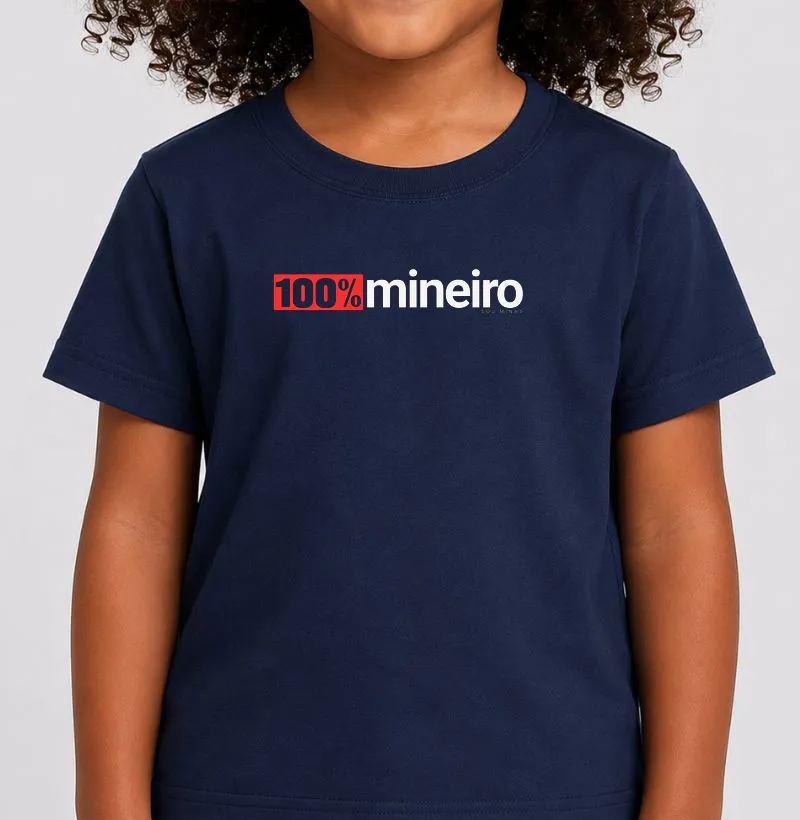 Camiseta 100% Mineiro | Minimalista Moderna | Orgulho das Gerais - Infantil - Camiseta Infantil