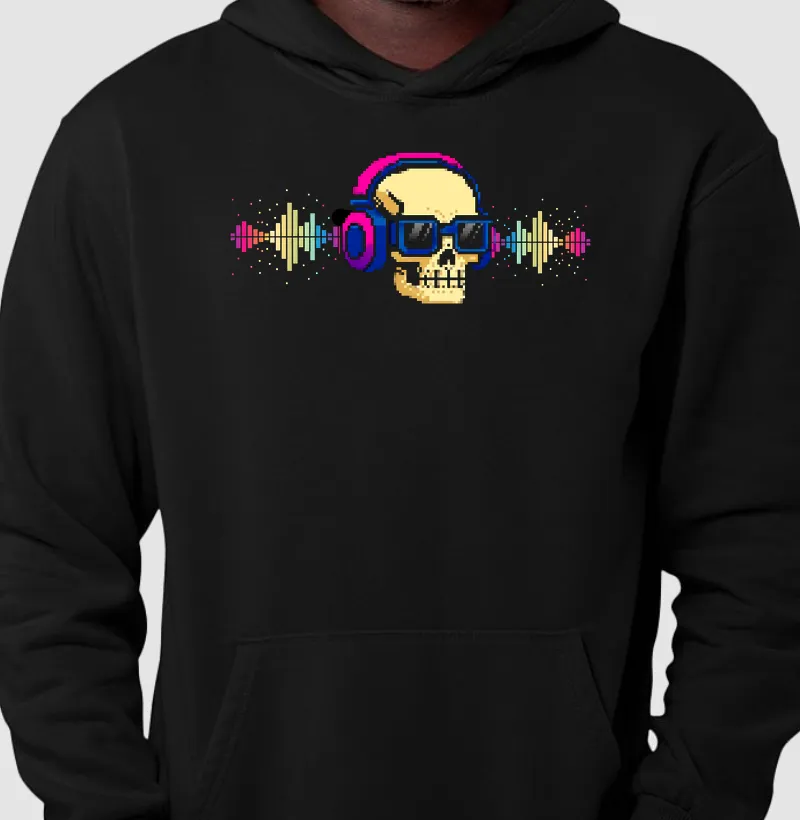 Hoodie Moletom Caveira Da Música Reset8Bit
