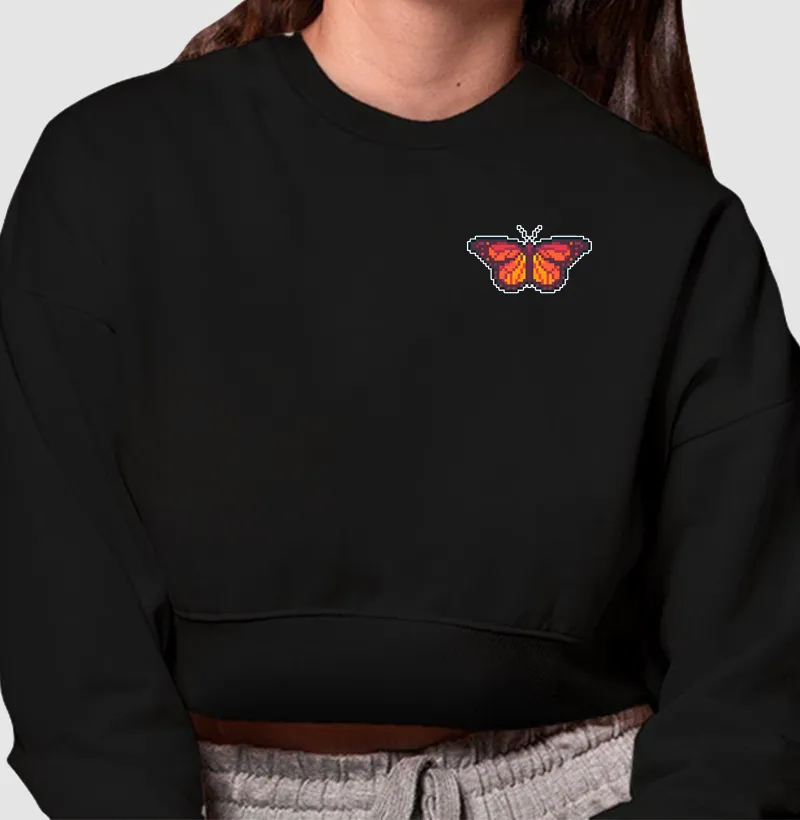 Cropped Moletom Borboleta Reset8Bit