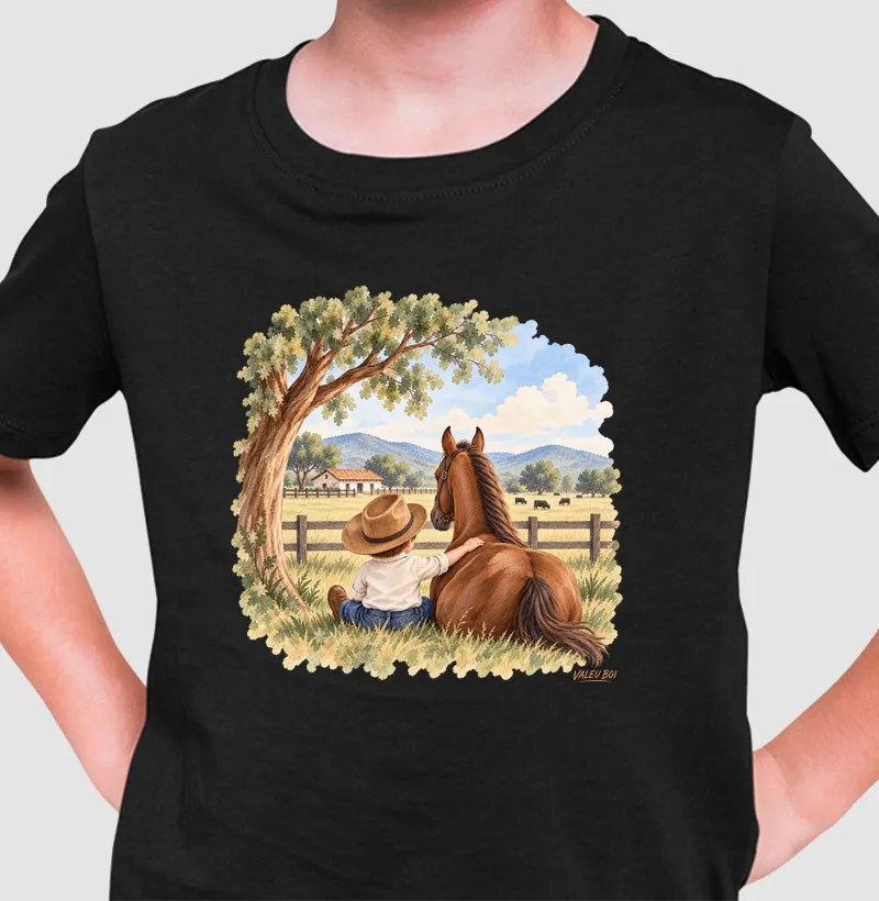 Camisa Infantil - Menino e Cavalo - Camiseta Infantil