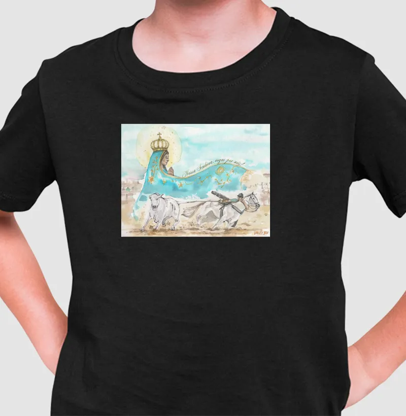 Camisa Infantil - Aquarela Nossa Senhora - Camiseta Infantil