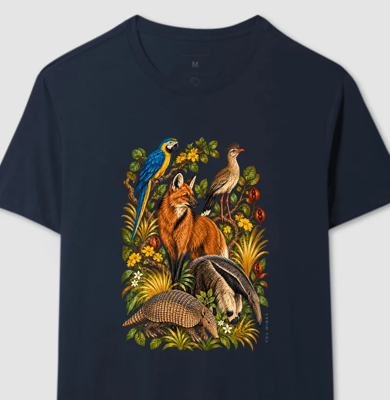Camiseta Fauna de Minas | Animais do Cerrado | Natureza das Gerais