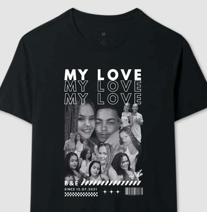 #1206 Camiseta Personalizada My Love — Colagem de Fotos do Casal