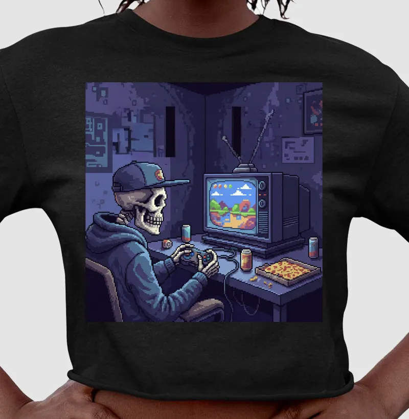 Cropped Caveira Gamer Reset8Bit
