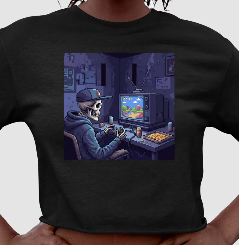 Cropped Caveira Gamer Reset8Bit