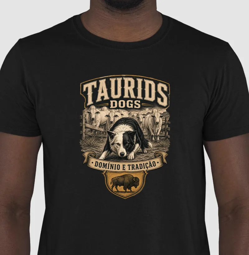 CAMISETA TAURIDS DOGS DOMINIO E TRADIÇÃO BORDER 