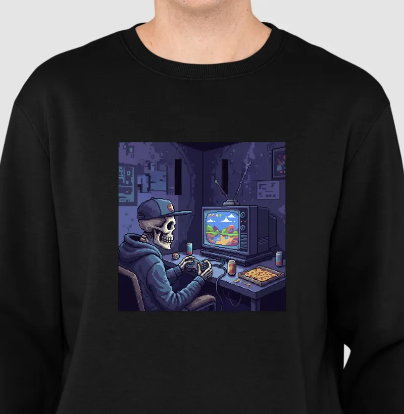 Suéter Moletom Caveira Gamer Reset8Bit