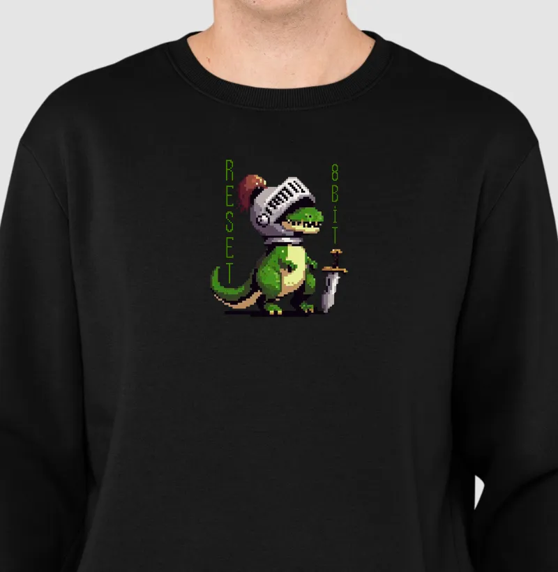 Suéter Moletom Dinossauro Cavaleiro Reset8Bit